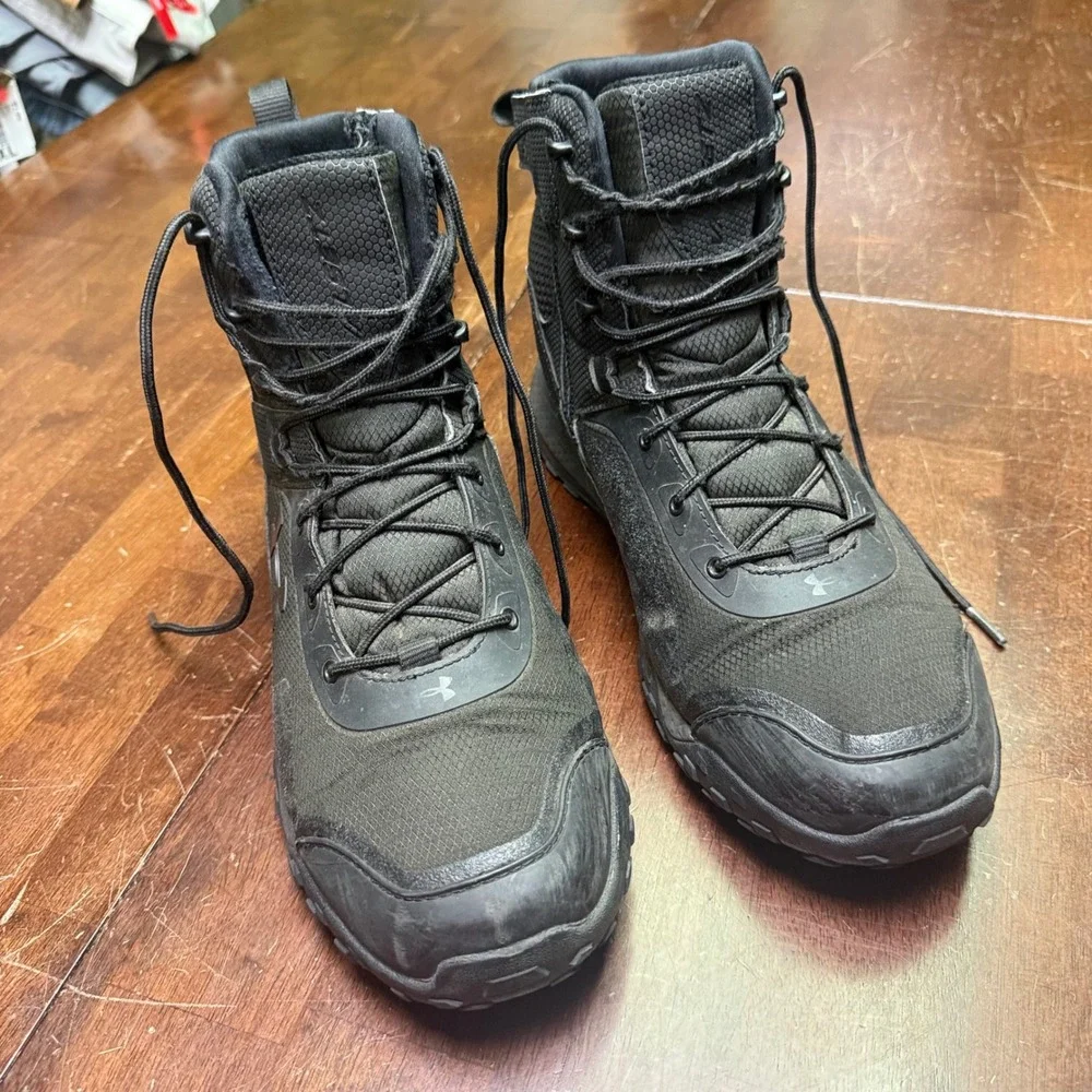 Under Armour Valsetz RTS 1.5 Side-Zip Tactical Boots Mens 12 Black Green Combat